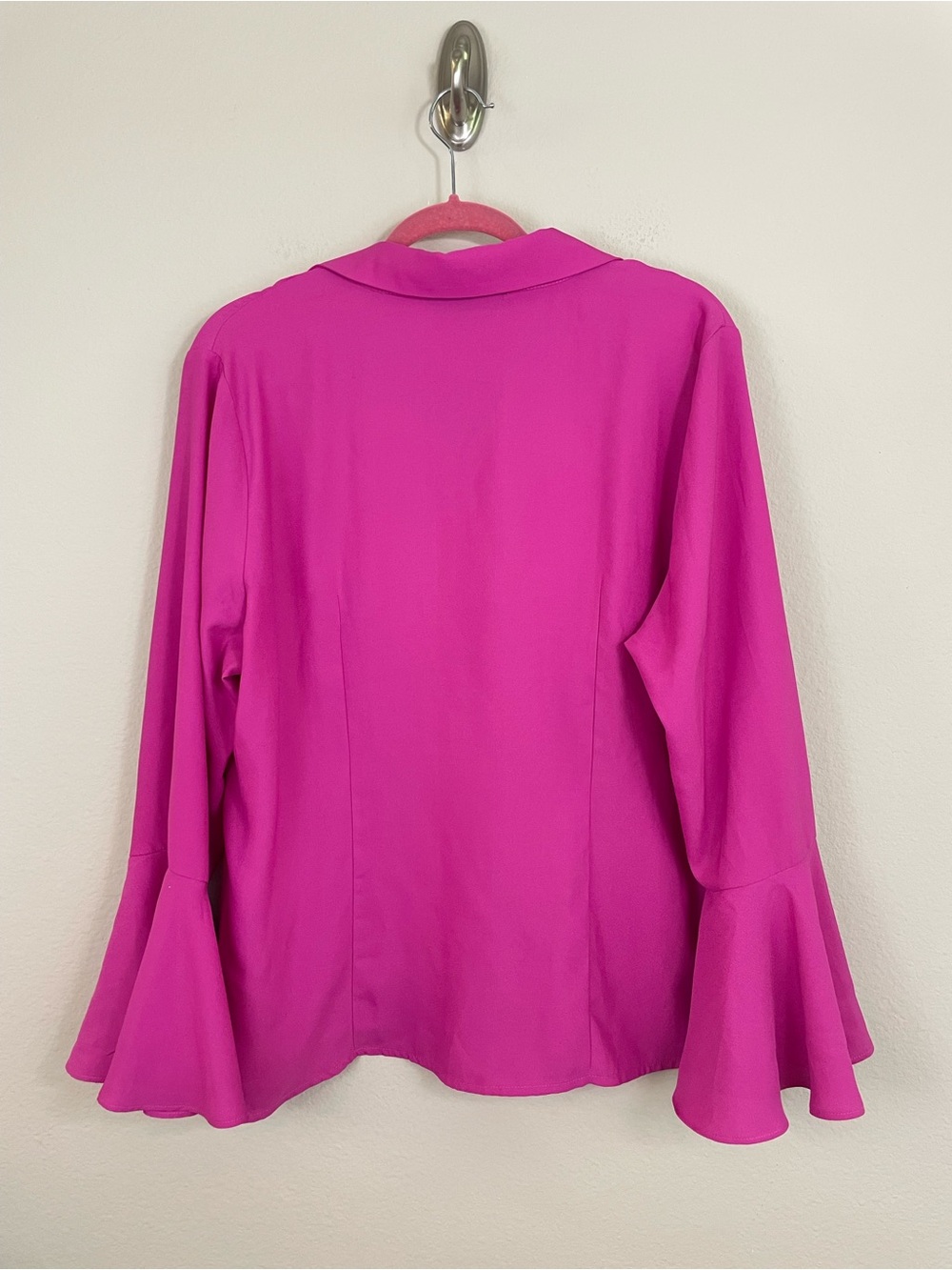 Boston Proper Alexa Flare Sleeve Button Up Shirt Pink Size XL - Picture 5 of 6